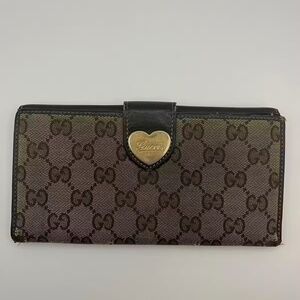 Authentic Gucci brown leather long wallet